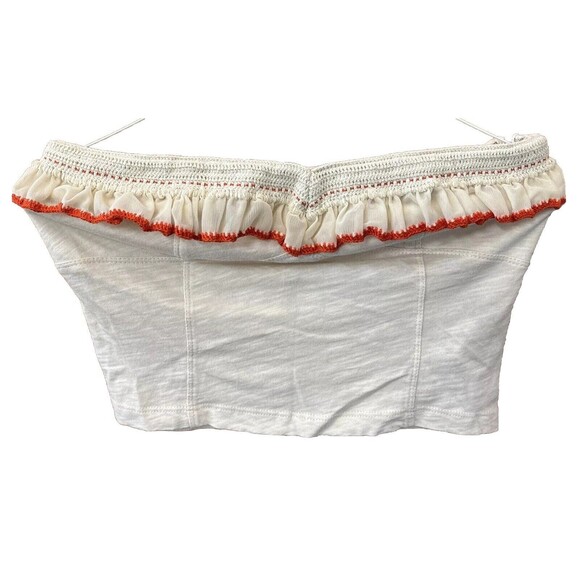 FREE PEOPLE Float On Ruffle Crop Tube Top Shirt XS Ivory boho festival ruffle - Picture 1 of 11